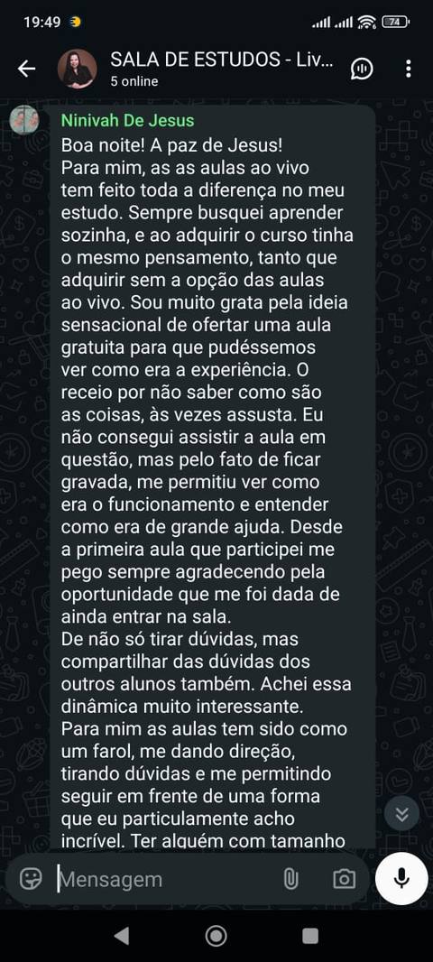 Depoimento 7 aluno(a) Raio-X Teológico